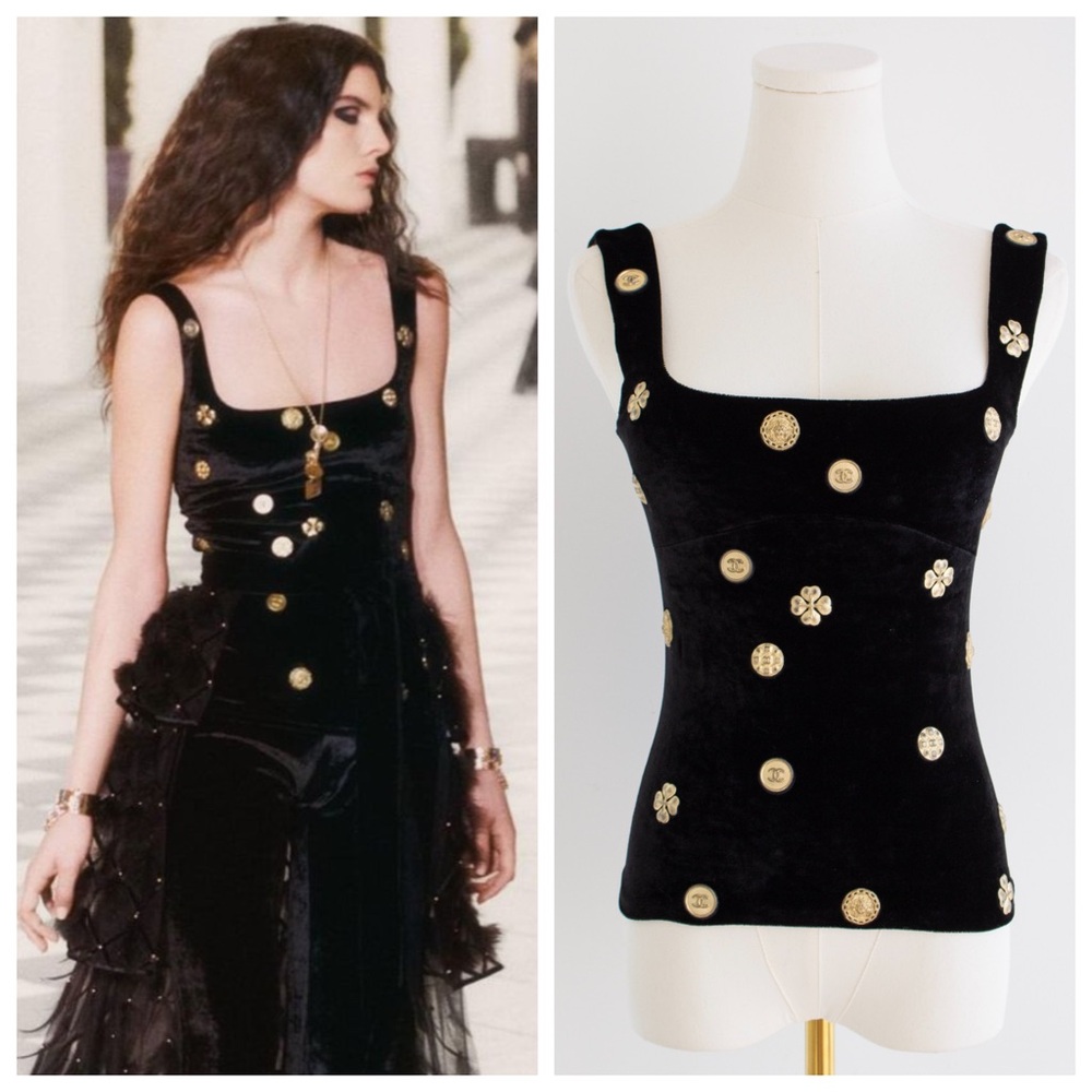 Chanel Pre-Fall 2021 Métiers d’Art “Château des Dames” Black Velvet 21A Top